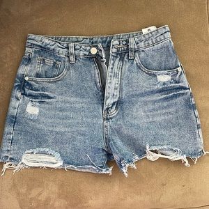 High waisted jean shorts